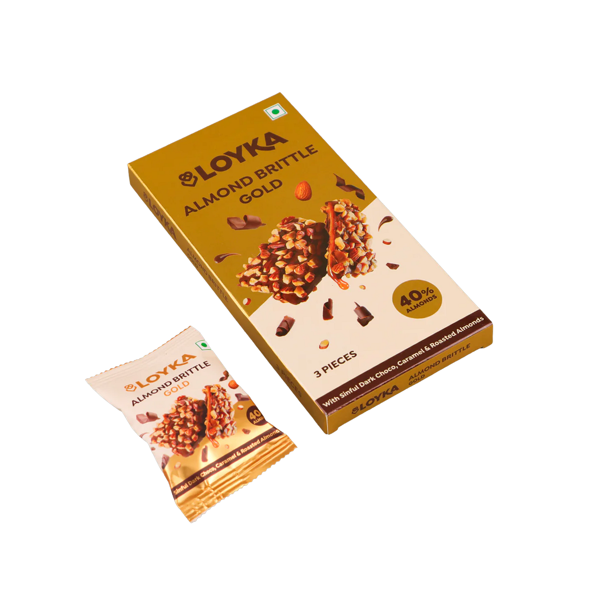Loyka Gold Almond Brittle, Box of 3