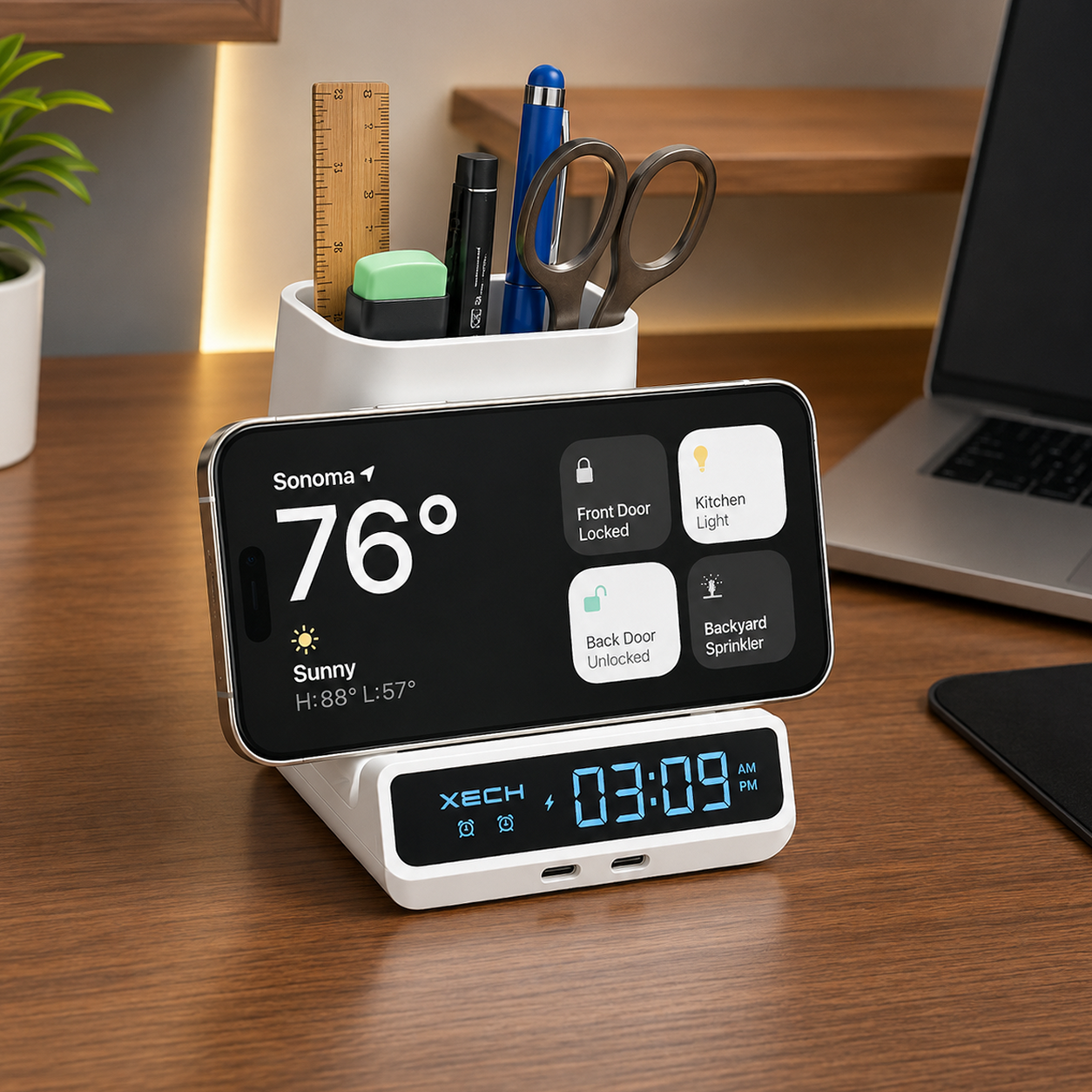 Quest Max Desk Clock, Pen Stand & Wireless Charger — image 1